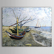 Famous Oil Painting A-fishing-boat-on-the-beach-at-les-saintes by Van Gogh