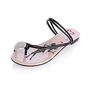 Cuero sandalias de tacón bajo con diamantes de imitación zapatos de fiesta / noche (más colores)