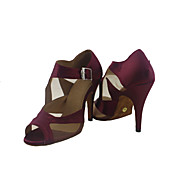 Customized Women's Satin Ankle Strap Latin / Ballroom Dance Shoes With Buckle