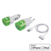 3-in-1 USB Charger Kit VK003 con iPhone 4 cavo 1,2 m per iPhone, iPad e altro ancora (MFi License)