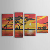 Hand-painted Landscape Oil Painting with Stretched Frame - Set of 4