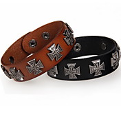 Valentines' Vintage Cow Leather Cross Rivet Bracelet