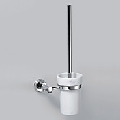 Chrome Finish Contemporary Style Brass Toilet Brush Holder