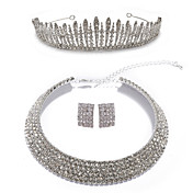 Alliage magnifique avec strass clair argenté des bijoux y compris le collier, boucles d'oreilles et un diadème