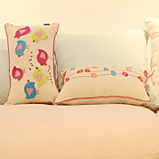 Conjunto de 2 Bird Patchwork Algodão / Linho fronha