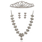 Alliage incroyable avec des bijoux strass ensemble élégant comprenant le collier, boucles d'oreilles et un diadème