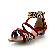 Cuero sandalias de tacón bajo con cremallera Zapatos de tarde / noche (más colores)
