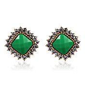Charming Alloy Kristall Quadratisch Grün Ohrringe