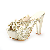 Sparkling Glitter Chunky Heel Slippers With Bowknot Party / Evening Shoes (More Colors)