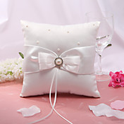 Elegant Wedding Ring Pillow With Fuax Pearl