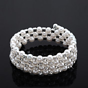 Chic Ladies' Rhinestone Strand/Tennis Bracelet In White Pearl