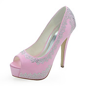 Gorgeous Satin Stiletto Heel Peep Toe With Rhinestone Wedding Shoes (More Colors)