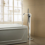 Solid Brass Floor Standing Tub Shower Faucet with Hand Shower - Chrome Finish