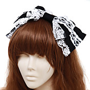 Handmade Black and White Cotton Bow  Classic Lolita Headband