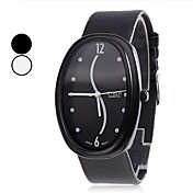 Unisex casual analogico stile pu orologio da polso al quarzo (nero)