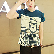 Cotone uomo rotondo floreale Manica Corta Stampa T-shirt