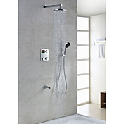 Moderne Thermostat-LCD Dusche Wasserhahn mit 8-Zoll-Duschkopf + Handbrause Runde