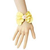 Handmade fleur jaune Bow soie douce Bracelet Lolita