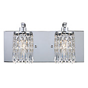 120W Modern Wall Light with Crystal Pendants and 2 Lights in Polished Chrome