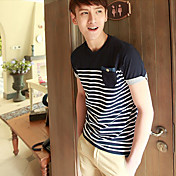 Moda Uomo Cotone Rotonda Stripes corta T-shirt