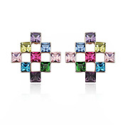 Shining Alloy Square Crystal Stud Earring