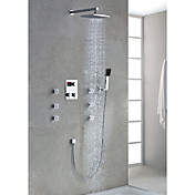 Chrome Finish Moderne Thermostat-LCD Dusche Wasserhahn mit 8-Zoll-Duschkopf + Handbrause Platz