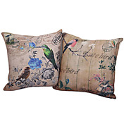 Conjunto de 2 bonito Aves fronha de algodão / linho decorativa
