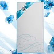 graciosa invitación azul de la boda con la cinta doblada (juego de 50)