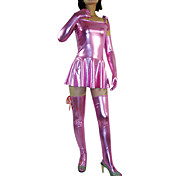 Manica corta corta rosa vestito Shiny Metallic