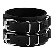 Leatherette With Two Buckles Women's Bracelets