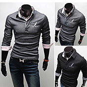 Männer Geometric Strickwaren Stickerei Long Sleeve Polo Shirt