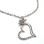 Heart Shaped Dejlig legering med rhinestone Kvinders Halskæde