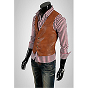 Herren V-Ausschnitt Buckle PU-Leder-Weste