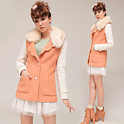 Women's Contrast Color Wool Blends Coat