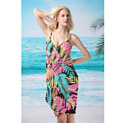 Damemode Leaf Print Sexy Swim Dress (Længde: 150cm, Bredde: 105cm)