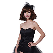 Capless Medium Long Light Brown Curly Synthetic Wigs Full Bang