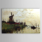 Oil famoso quadro A Windmill at Zaandam por Claude Monet