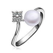 Platinum bella placcato con zirconi Anello Perla