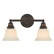 80W Transitional Wall Light with 2 Alabaster Glass Shades