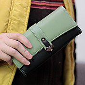 Sweet Contrast Color Buttons Long Wallet