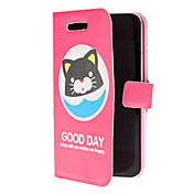 Lovely Black Kitten Pattern PU Leather Case for iPhone 4