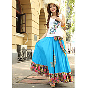 Vrouwen Etnische Print Maxi rok met riem