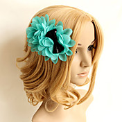 Handmade Cyan Chiffon 13cm Sweet Lolita Barrette with Bow