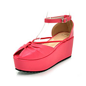 Stilig lær Wedge Heel Peep Toe sandaler med ankel-stropp fest / kveld sko (flere farger)