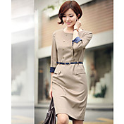 Women's Tencel Double Breasted Bodycon Dress with Belt