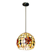 80W Vintage Tiffany anheng med fargerike Natur Shell Materiale Integrert Skjerm i Tropical Fish Feature