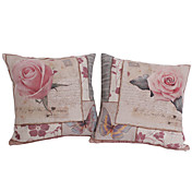 Conjunto de 2 País Discussão algodão / linho fronha decorativa Rosa