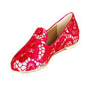 Bella pizzo tallone piano punta chiusa partito / sera scarpe