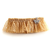 Handmade Shiny Crown Beige Lace 10cm Classic Lolita Barrette