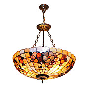 120W Classic Tiffany anheng lys med naturen Shell Materiale Integrert Shade (Chain justerbart)